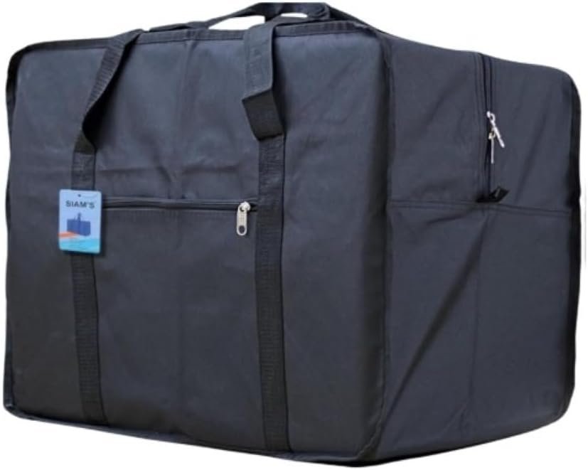 Extra Large Foldable Duffel Bag for Travel – Heavy-Duty Cargo Bag with Zippers & Reinforced Handles, TSA Approved, Water-Resistant, 32x26x16 in – Holds up to 100 lb (Black)