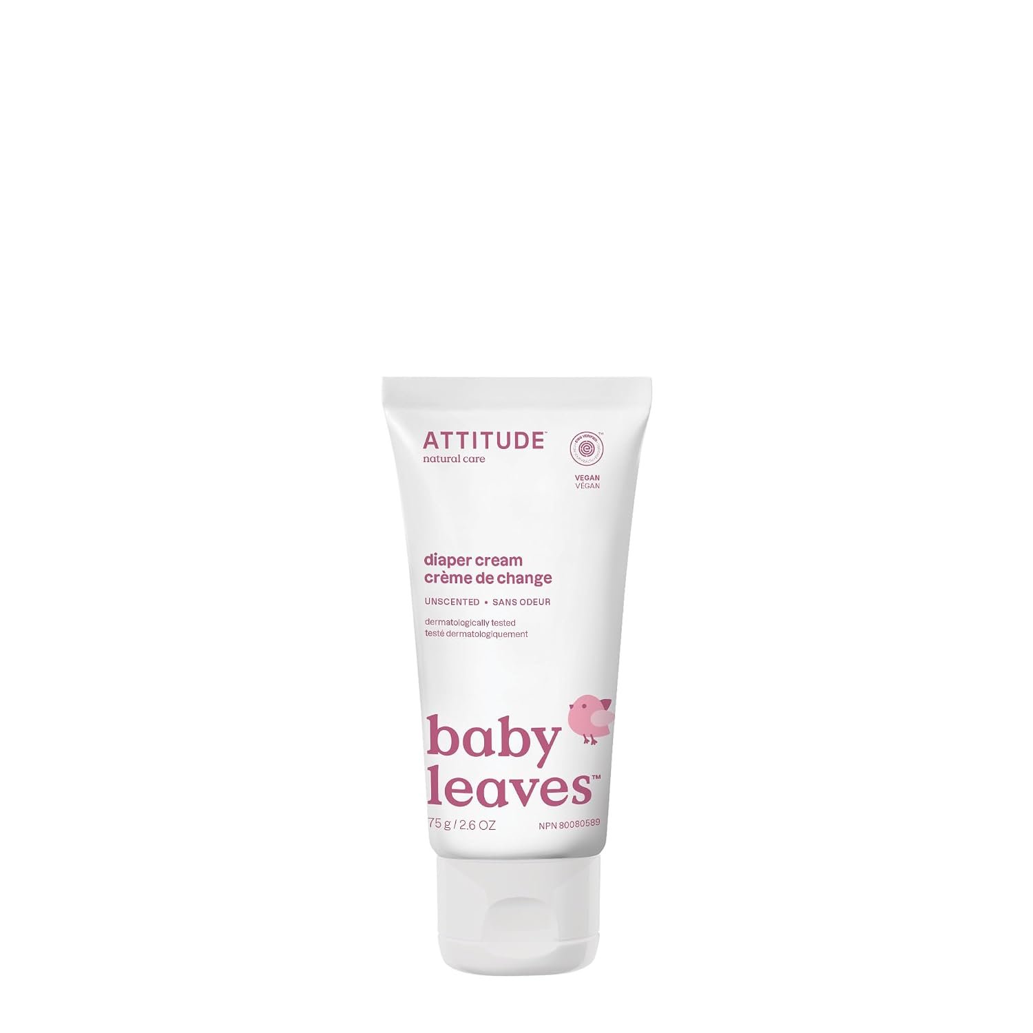 ATTITUDE Baby Diaper Cream, EWG Verified & Zinc Oxide Formula, Unscented & Hypoallergenic, Dermatologist-Tested, Vegan, 75g