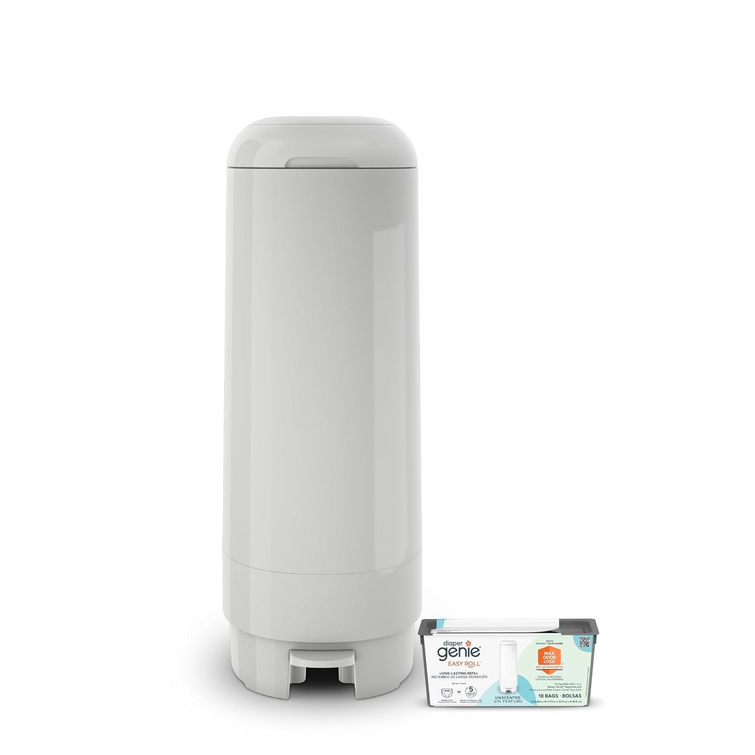 Diaper Genie Signature Diaper Pail with Easy Roll Refill 18 Bags, Grey