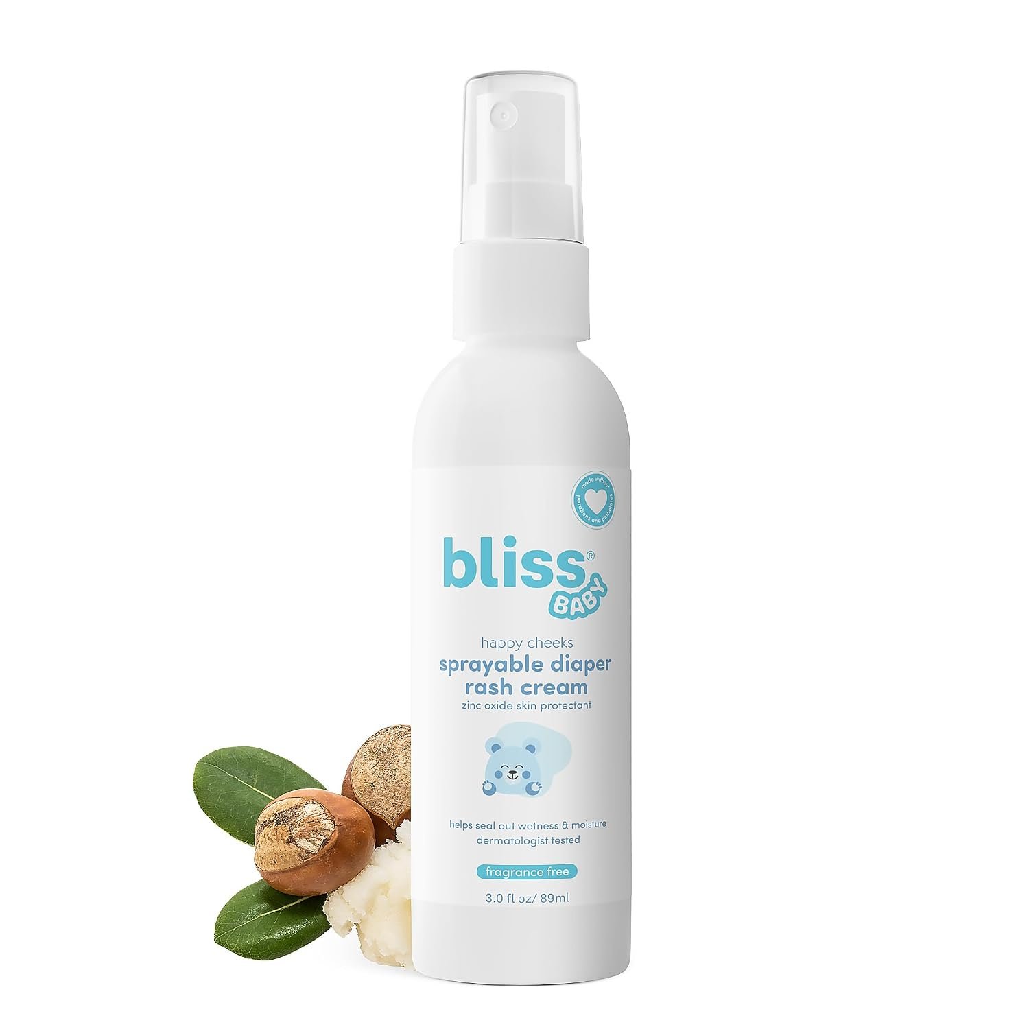 Bliss Baby Diaper Rash Cream Spray – Fragrance-Free, No Touch & Mess-Free, Treats, Soothes & Prevents Diaper Rash, Zinc Oxide, Dermatologist Tested, Vegan, Organic Aloe Vera, Shea Butter & Olive Oil
