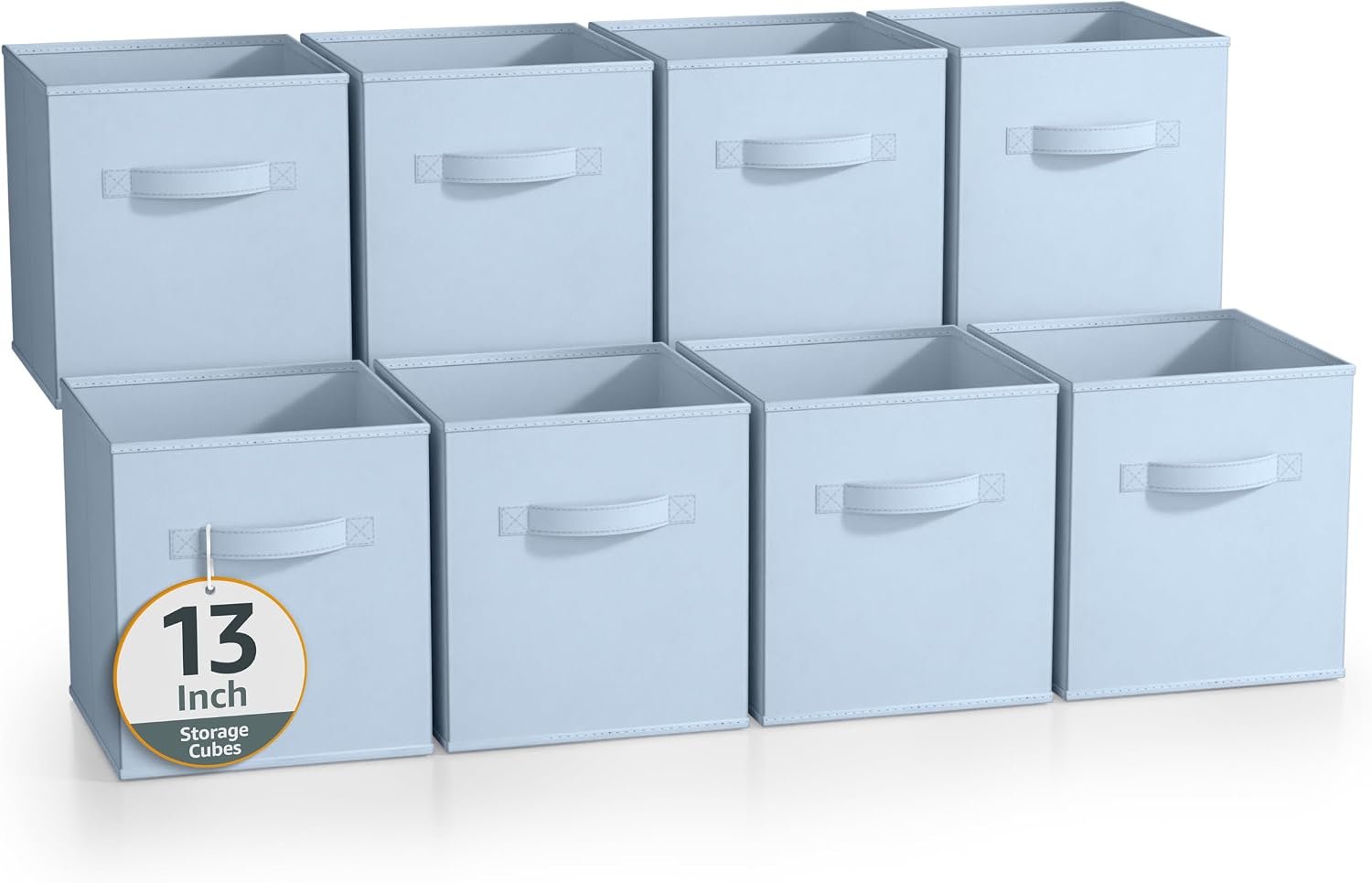 Sorbus Fabric Storage Cubes, 8 Pack, with Handles (13 Inch, Pastel Blue)