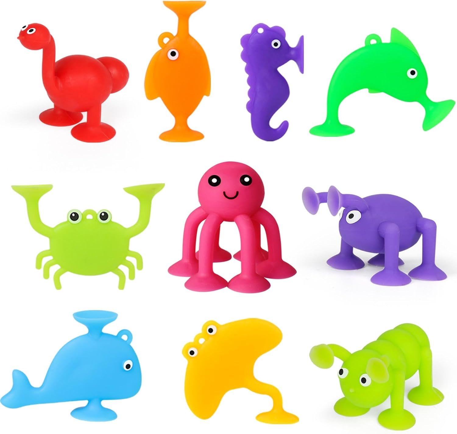 Suction Cup Kids Bath Toy, 10PCS Animal Bathtub Suckers for Toddlers