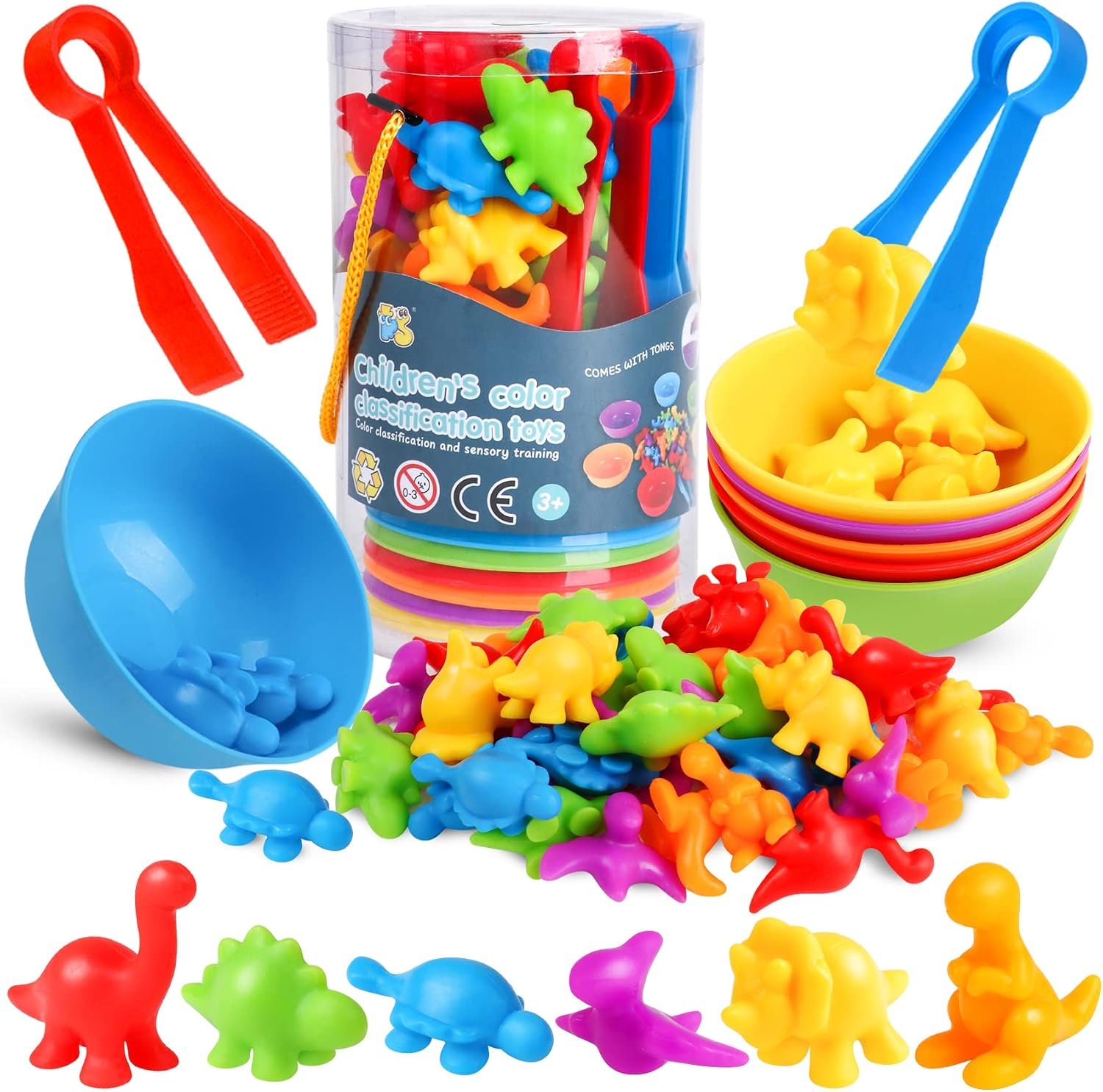 Counting Dinosaur Montessori Toys for Kids 3-5, Color Sorting Sensory Toys