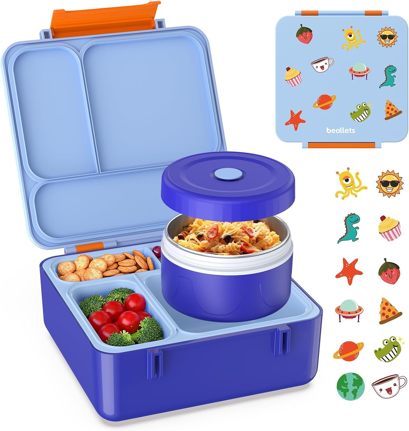 Bento Box for Kids, Lunch Box with Sticker for School