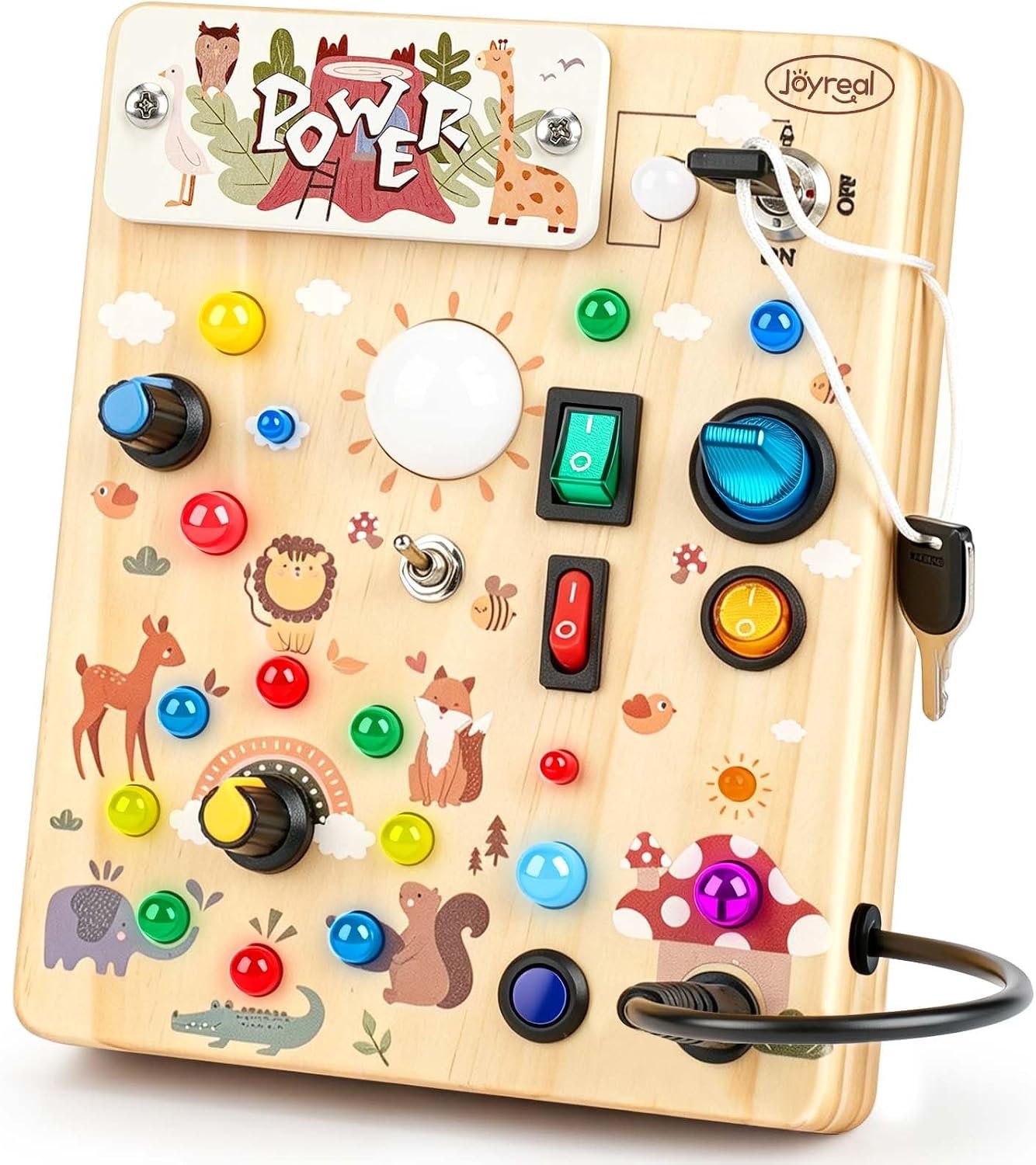Joyreal Wooden Busy Board for Toddlers – Montessori Toys for 1 2 3 Year Old
