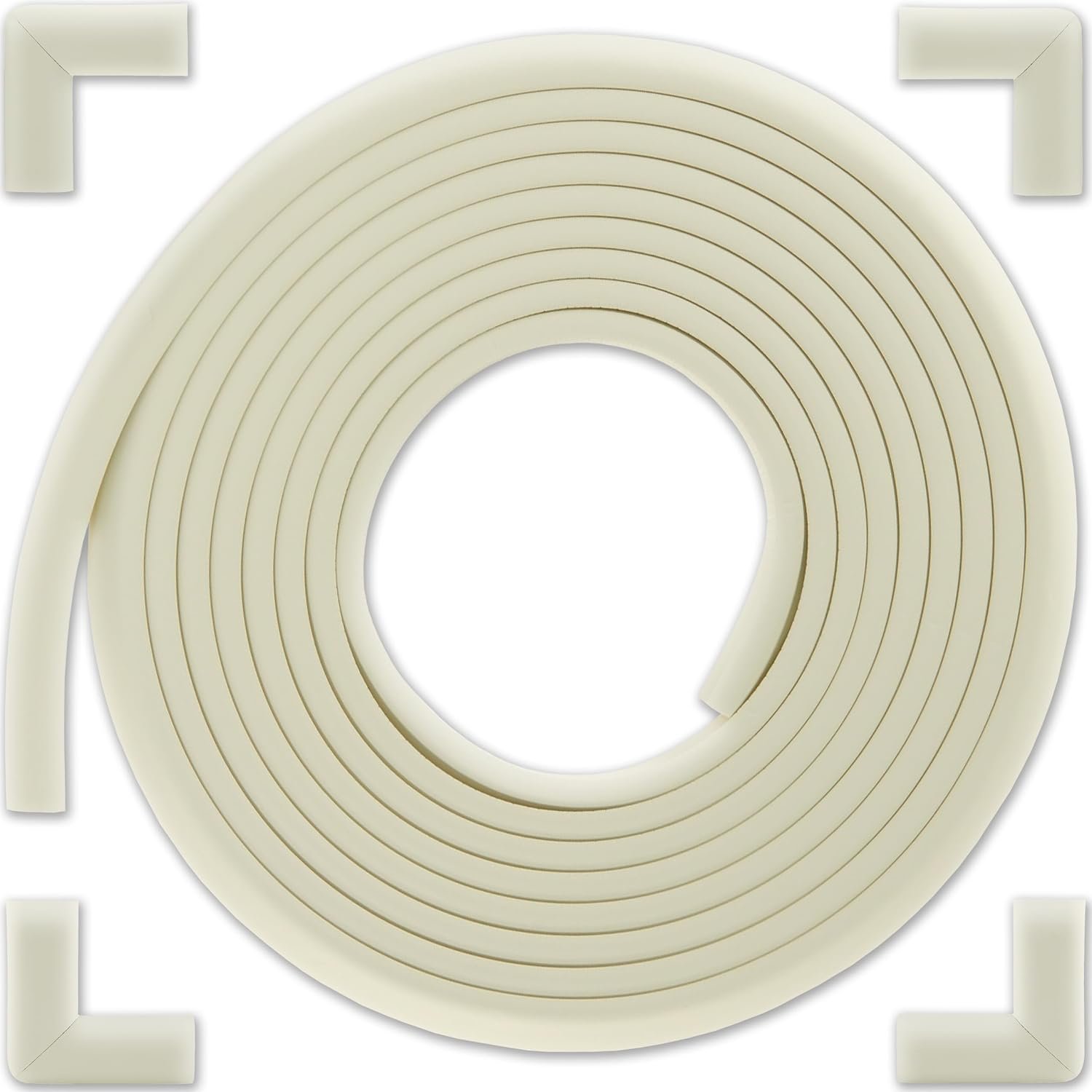 Bebe Earth Baby Proofing Edge and Corner Guard Protector Set for Back to School, 16.4 ft Edges & 4 Foam Corners, Furniture and Table Child Baby Proof Bumpers, Pre-Taped Corner Cushions – Oyster White