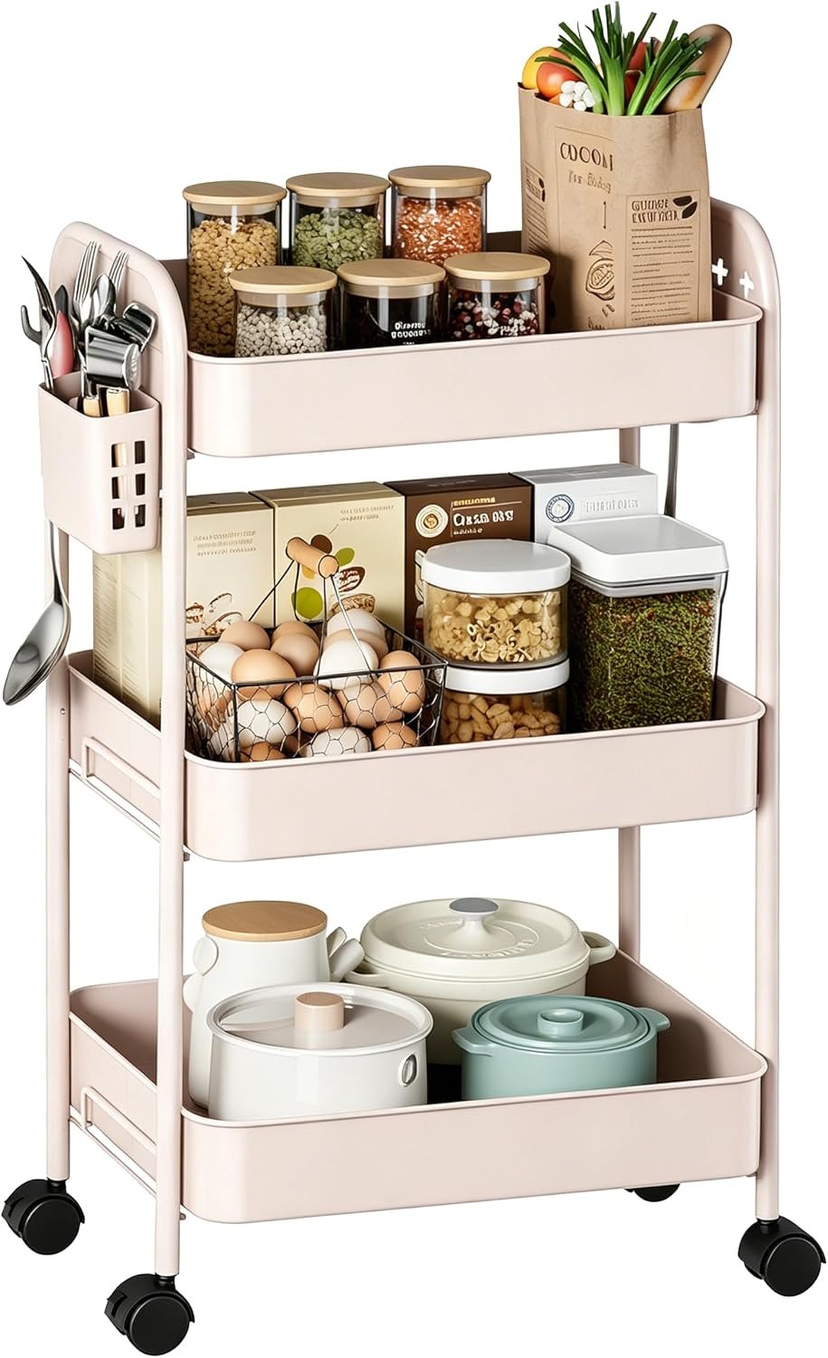 Heavy-Duty Rolling Cart 3 Tier Metal Utility Storage Cart