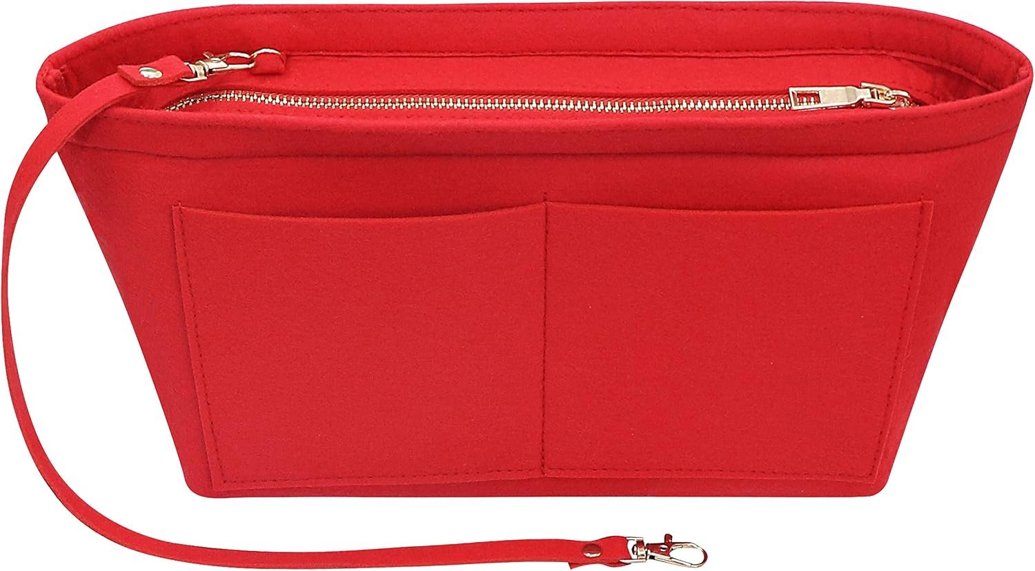 Purse Organizer Insert Felt Purse Insert Bag Organizers Multi Pockets Tote Bag in Bag for Women,Red-L