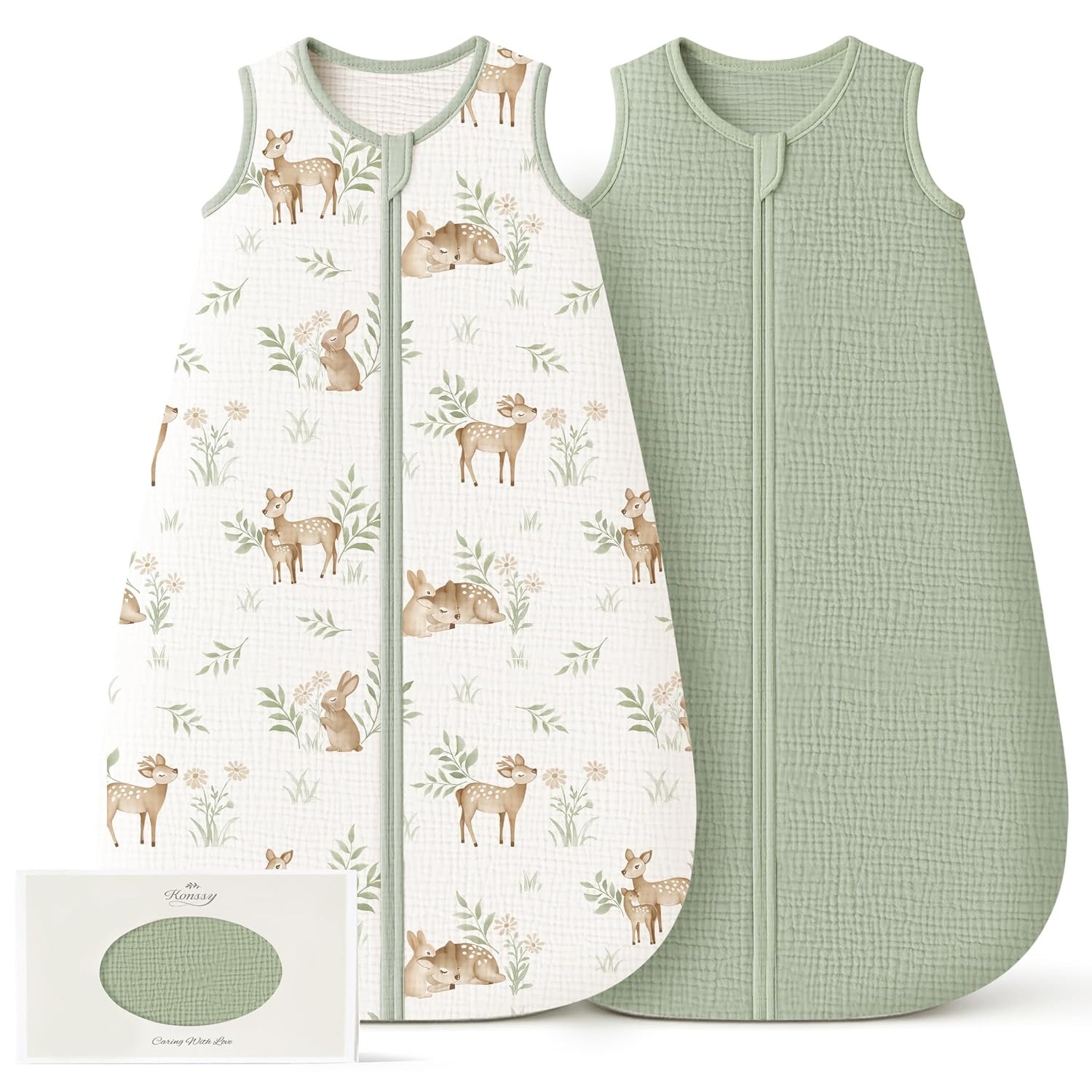 Konssy Muslin Baby Sleep Sack 0-6 Months, 0.8 TOG Baby Wearable Blanket