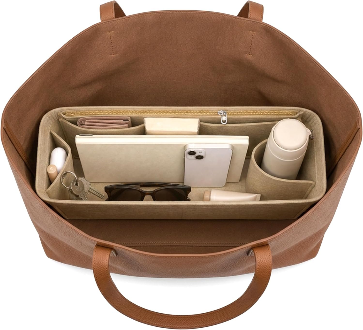Felt Purse Organizer Insert, Lightweight Multi Pocket Shaper