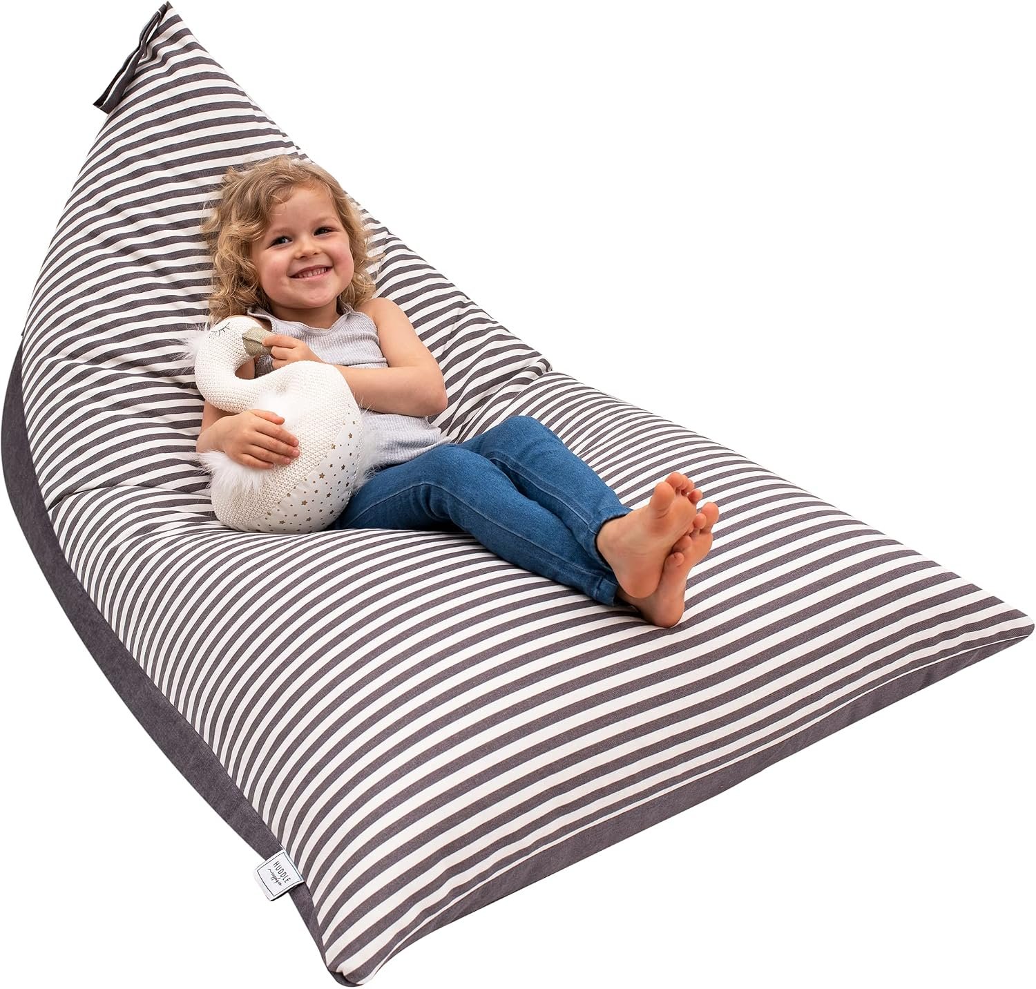 Huddle Designer Stuffed Animal Bean Bag Storage Chair Cover XL Grey Stripes