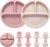Eascrozn 2 Pack Divided Toddler Plates with Suction, Spoons and Forks Set