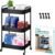 ZOES HOMEWARE 3 Tier Metal Rolling Cart on Wheels,Heavy Duty Utility Cart