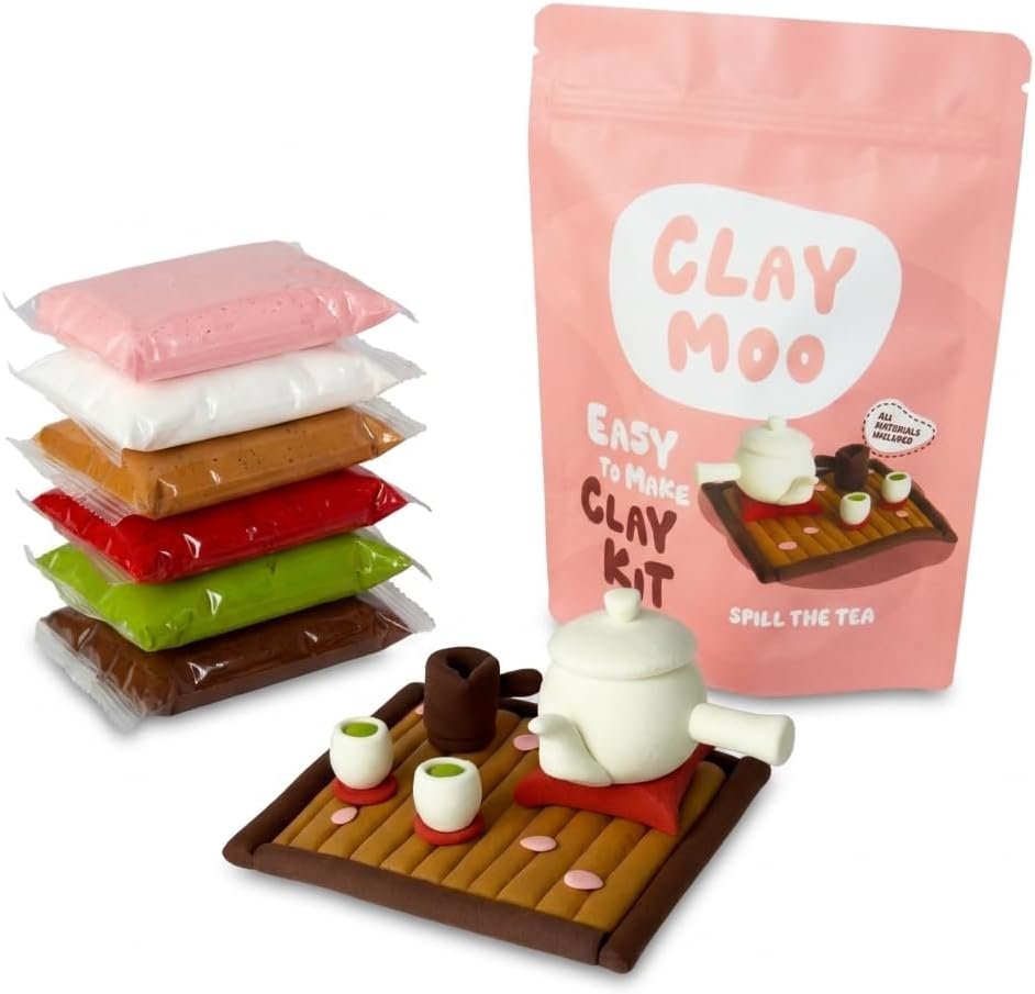 Tea Set Clay Kit – Air Dry Foam Clay Craft for Adults & Teens