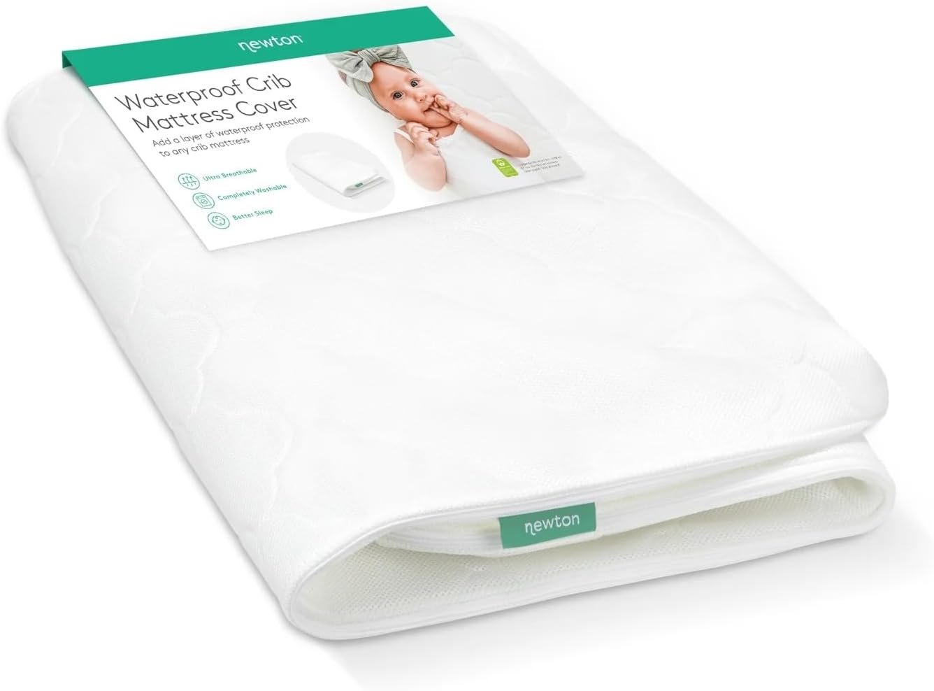 Newton Baby Extra Waterproof Crib Mattress Cover, Washable – White