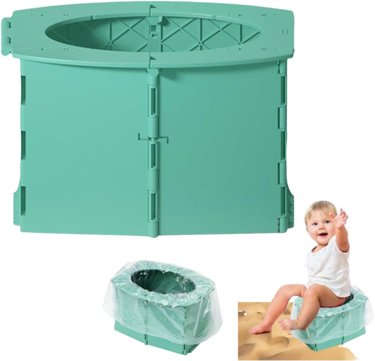 Travel Potty Foldable Set | Foldable and leak-proof design with 10 cleaning bags – ideal for toddler potty training on car trips, camping, and outdoor adventures.