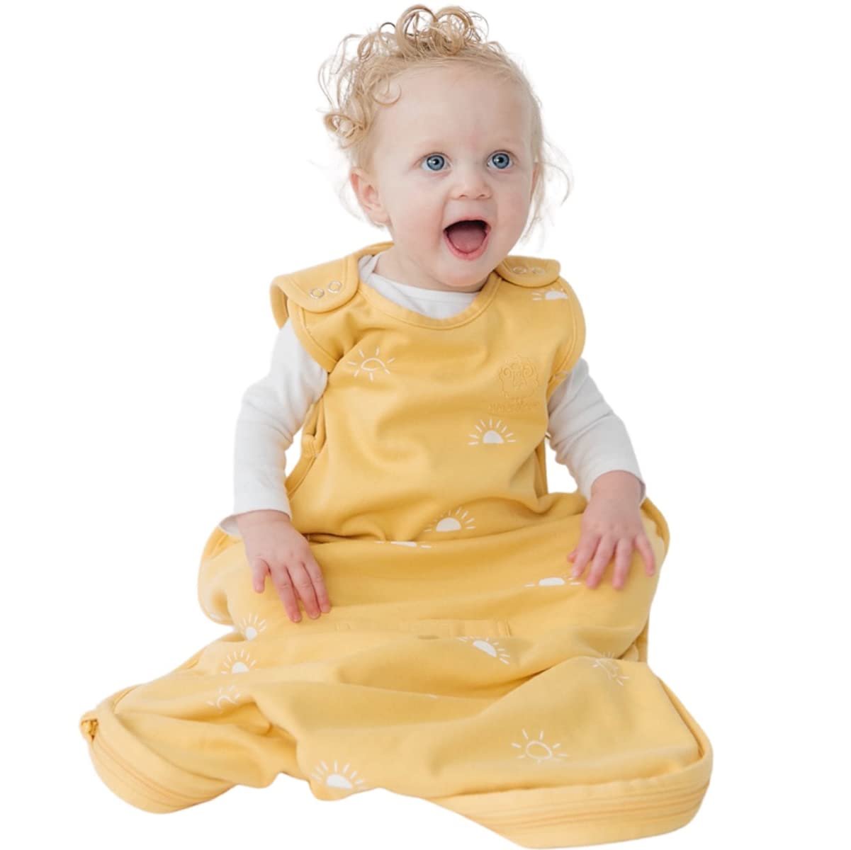 Woolino Merino Wool & Organic Cotton Baby Sleep Sack 2-24 Months – Ultimate 4-Season Baby Sleeping Bag, Universal Size Wearable Blanket, 2-Way Zipper & Adjustable Fit, Year-Round Use – Sun