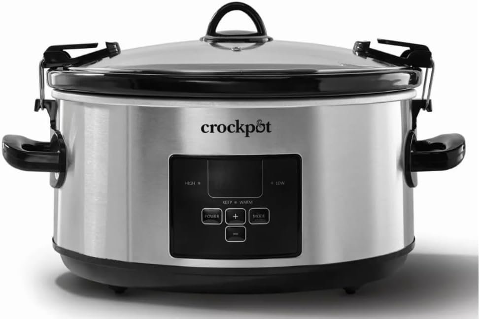 Crock-Pot Programmable Digital 7-Quart MyTime Cook & Carry Slow Cooker Stainless Steel W/Carrying Thermal Bag