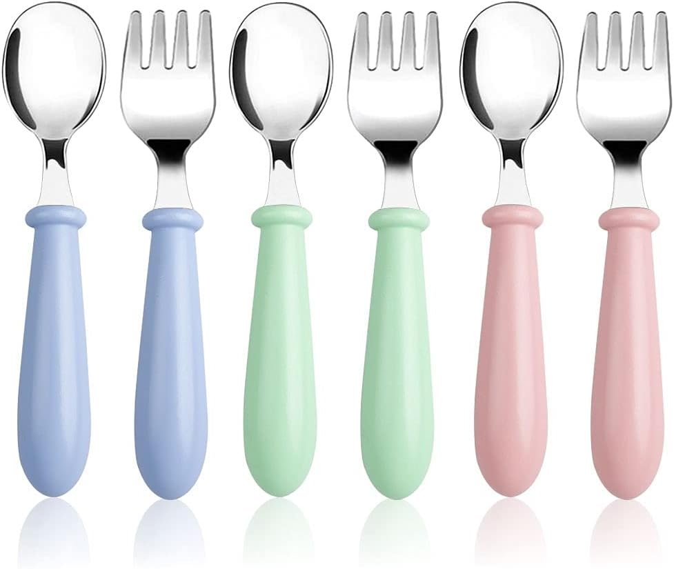6 Pieces Toddler Utensils Forks and Spoons,Kids Silverware Set