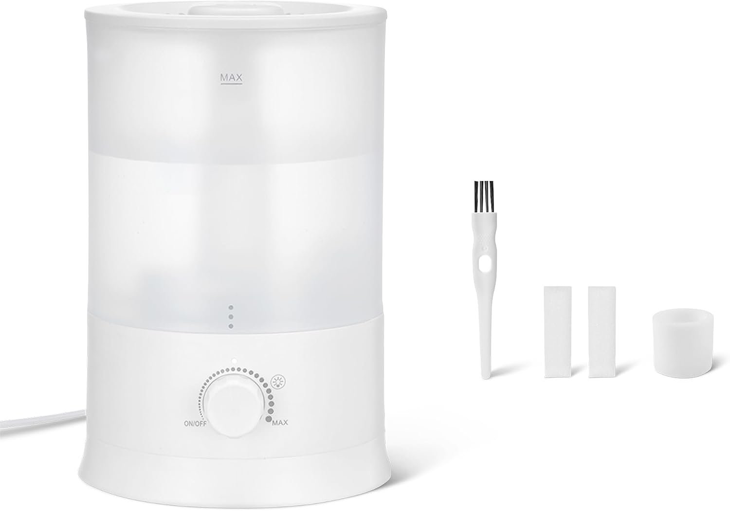 Amazon Basics Humidifiers for Bedroom, Top Fill 3L Water Tank, Quiet Cool Mist, Essential Oil, White