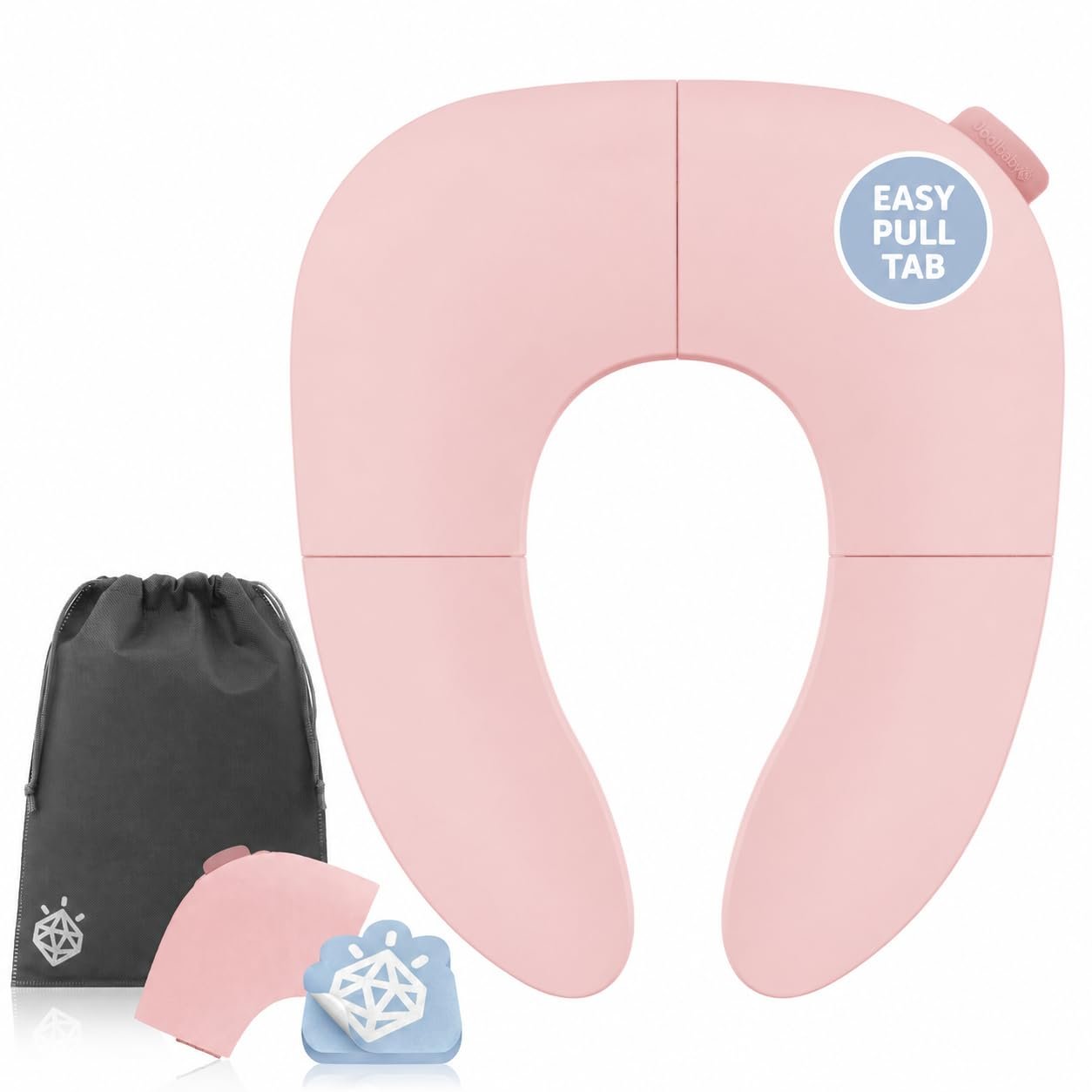 Jool Baby Folding Travel Potty Training Seat – Easy-Remove Pull Tab (Pink)