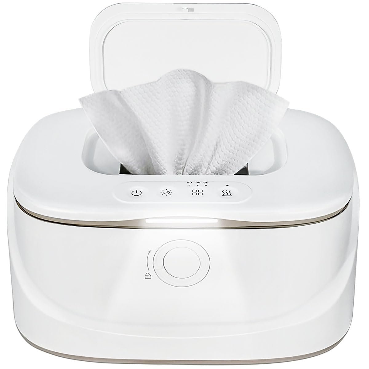 Baby Wipe Warmer with Night Light,Innovative Spring Design,Baby Wet Wipes Dispenser for Large Wipes,Wipes Warmer for Newborn Baby,Temperature Display,3 Modes of Temperature Heating Control