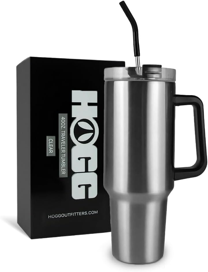 Hogg 40oz Traveler – Clear Silver, 40 oz Sublimation Tumblers Bulk, Sublimation Tumblers with Handle