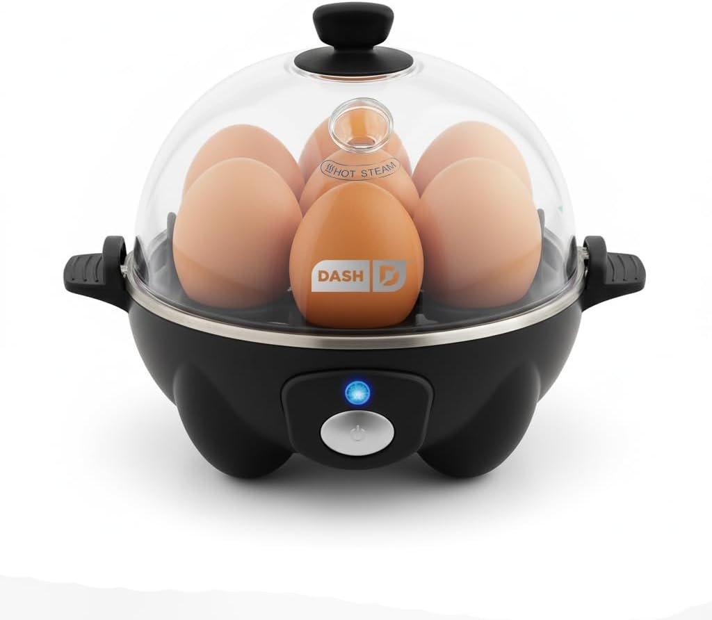 Dash Rapid Egg Cooker, 7 Eggs, Hard Boiled, Poached & Omelettes, Black