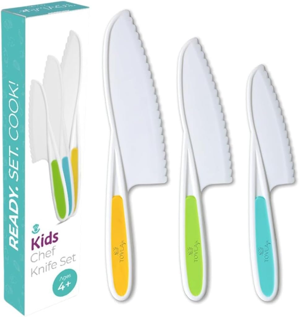Tovla Jr. Kid Safe Knife Set for Real Cooking | Toddler Knives | Ages 4-12