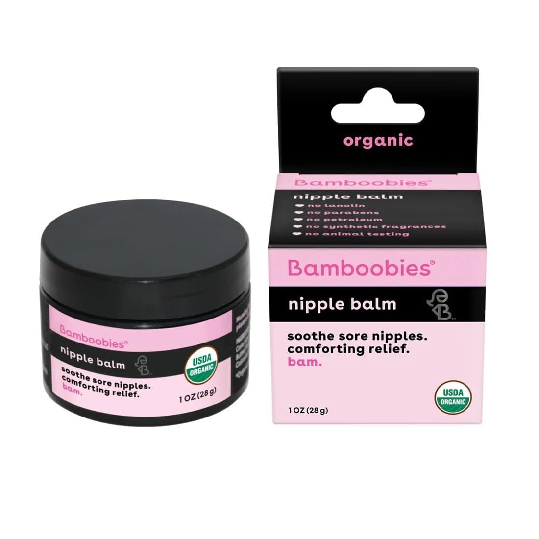 Bamboobies Organic Nipple Cream and Balm for Breastfeeding, Baby Safe, 1 oz
