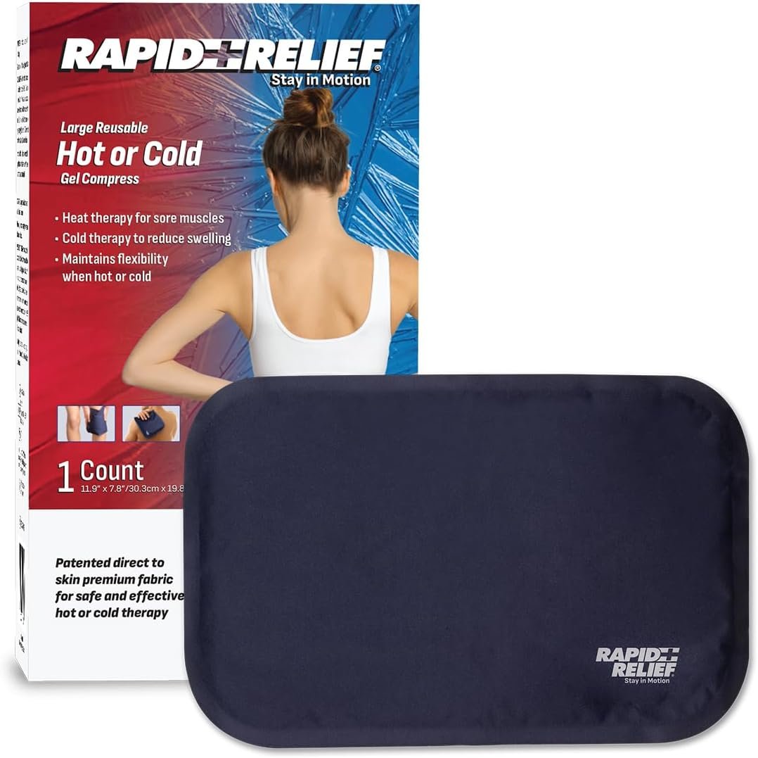 Rapid Relief Hot or Cold Gel Compress, 8×12 Ice Pack for Pain Relief Injury