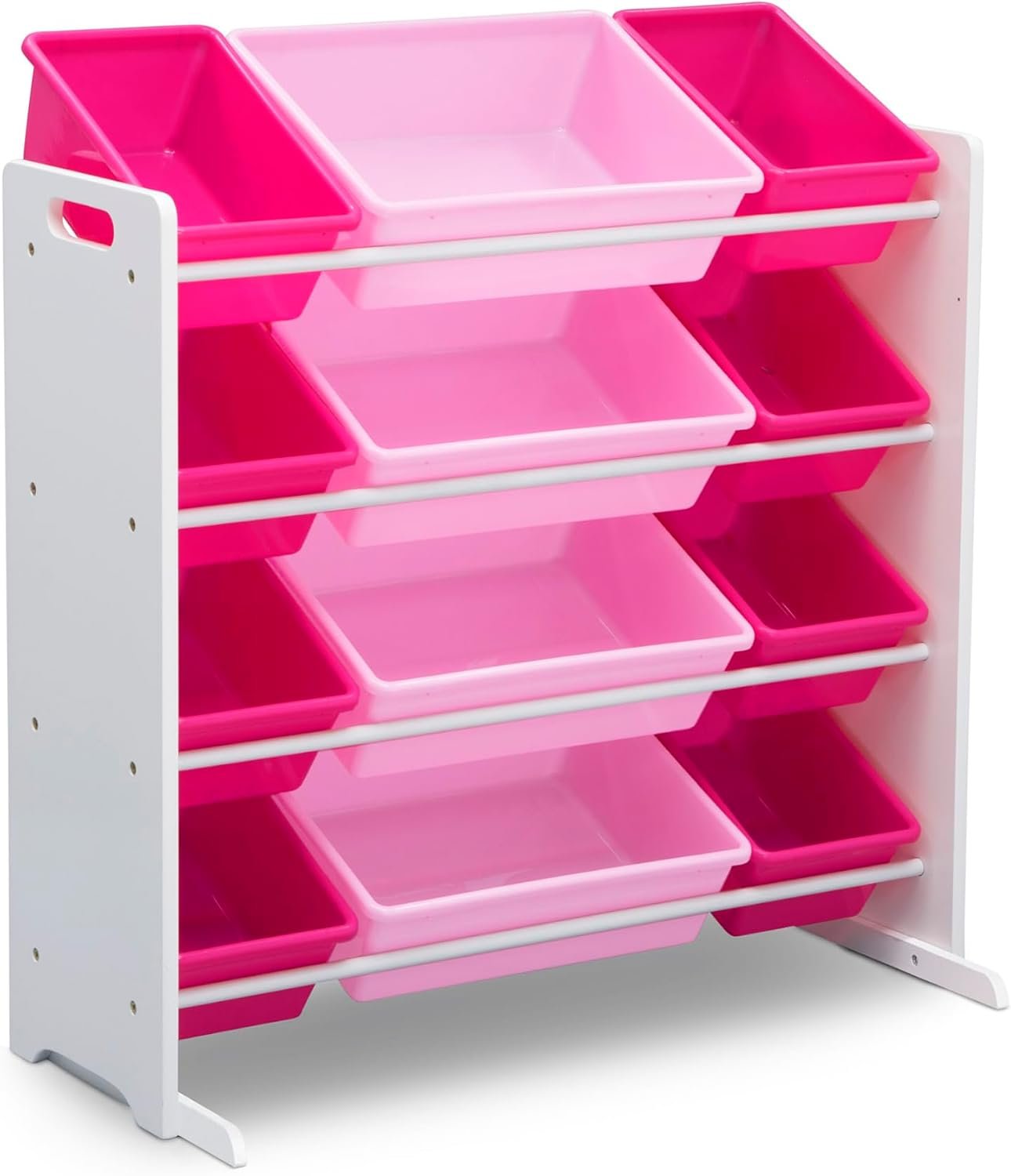 Delta Children Kids Toy Storage Organizer with 12 Plastic Bins – Greenguard Gold Certified, White/Pink