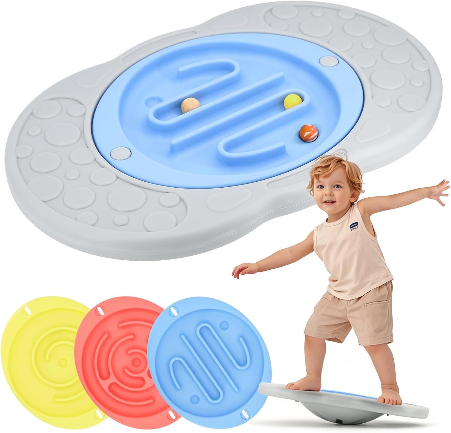 Kids Maze Balance Board, 2-in-1 Wobble Sensory Training Toy, Ages 3-12