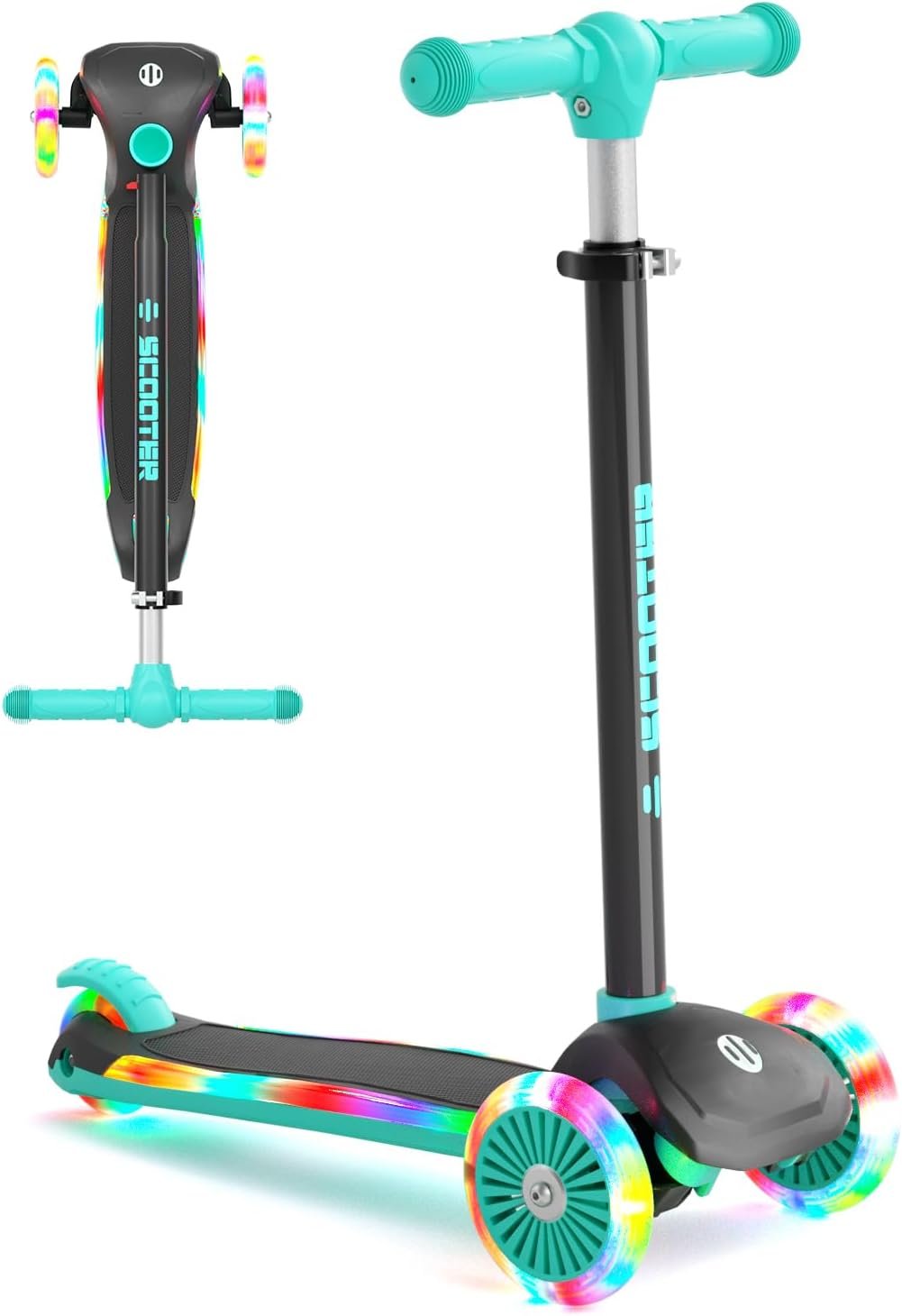 XJD 3-Wheel Scooter for Kids 2-8, Dynamic Gradient Deck Lights