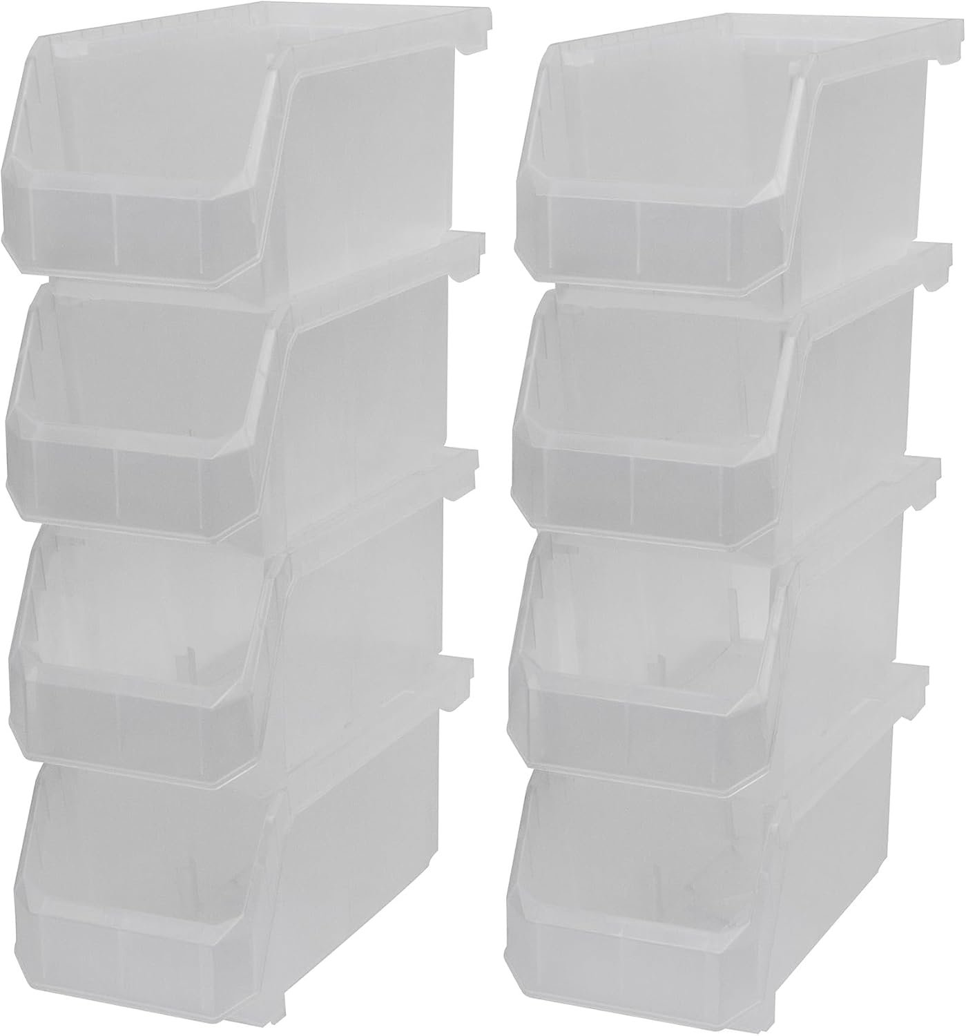 ReadySpace Medium Stackable Plastic Storage Bins, 8-Pack, Clear