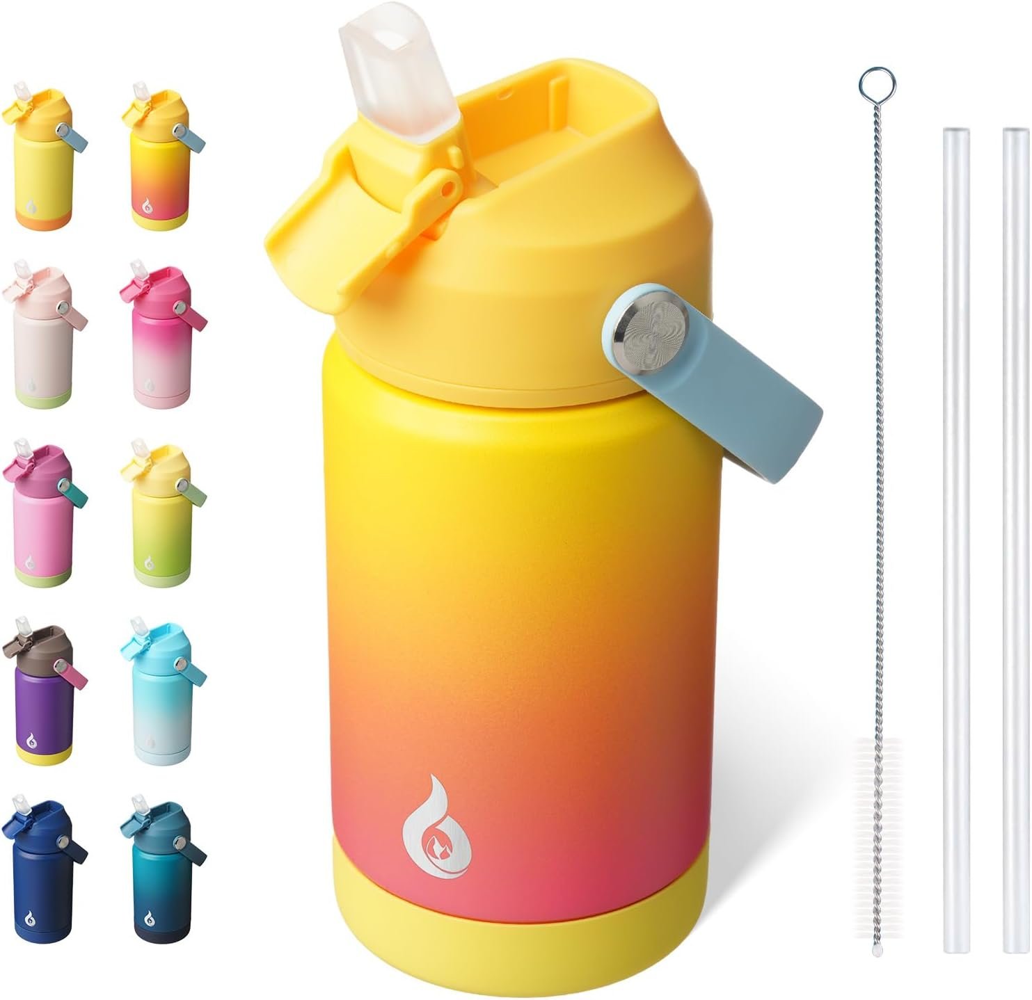 BJPKPK 12oz Insulated Water Bottle, Stainless Steel Bottle with Straw Lid