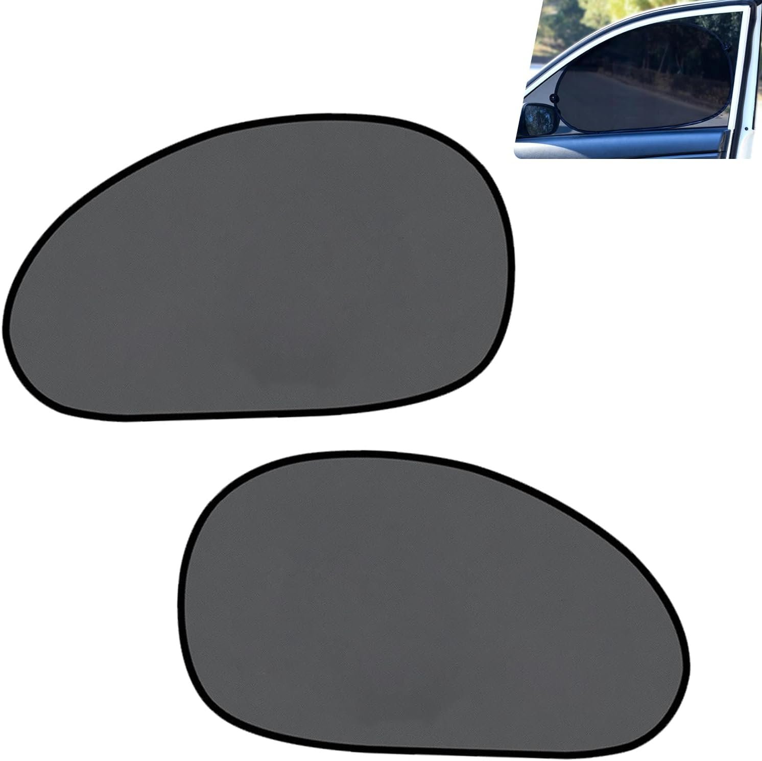 2PCS Car Window Shade, Foldable Side Window Sun Shade, Baby Side Window Car Sun Shades, Sun Shield for UV & Heat Protection, Universal Fits Most Cars, Trucks, SUVs (Black)