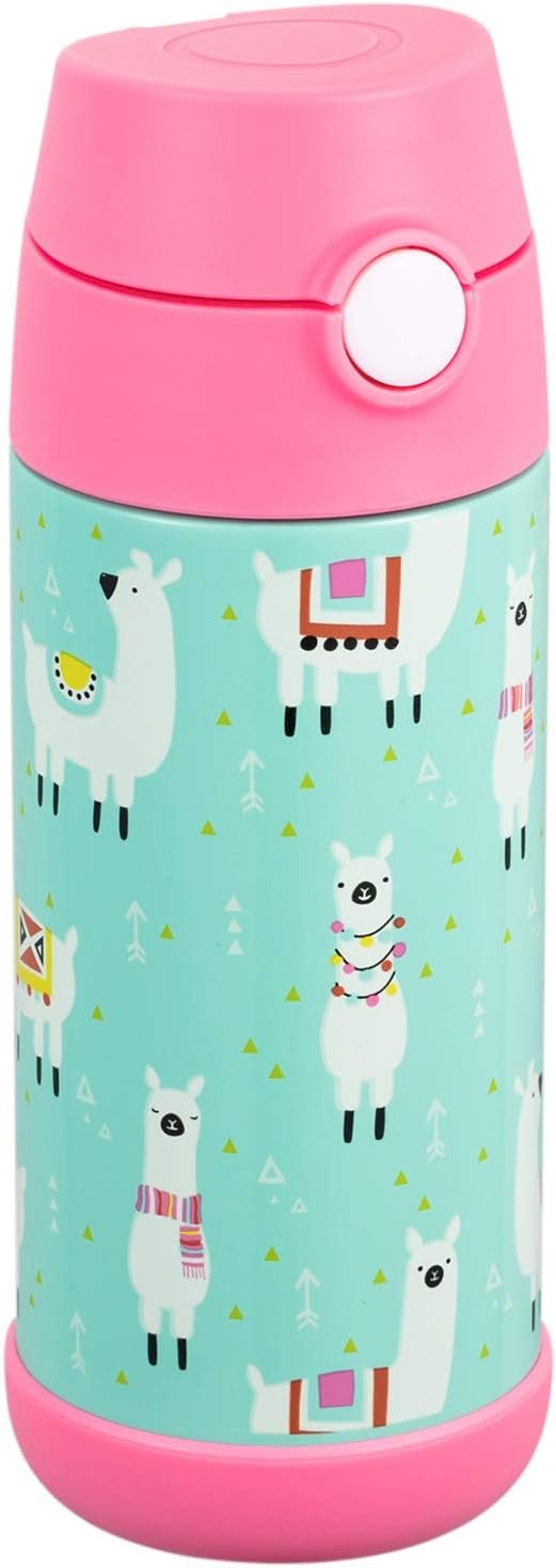 Snug Insulated Kids Water Bottle with Straw & Spout – Double-Wall Stainless Steel, Leakproof, Easy-Flip Lid – For School, Travel, Toddlers & Big Kids – Llamas, 12oz