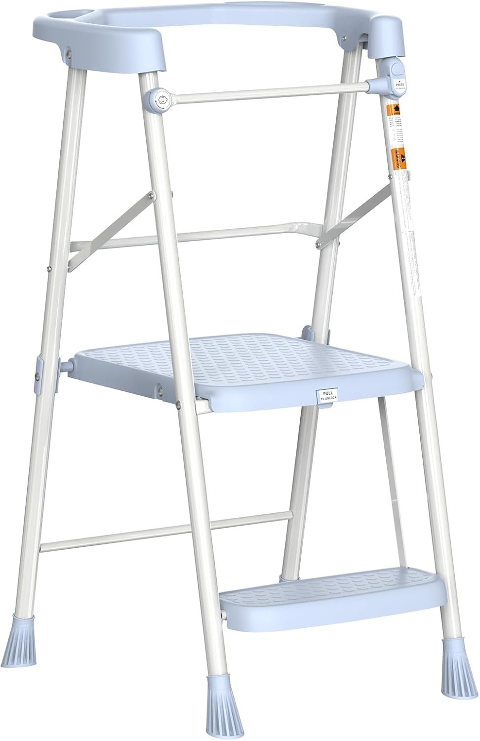 HBTower Kids 2 Steps Step Stool, Foldable Toddler Tower with Safety Railing