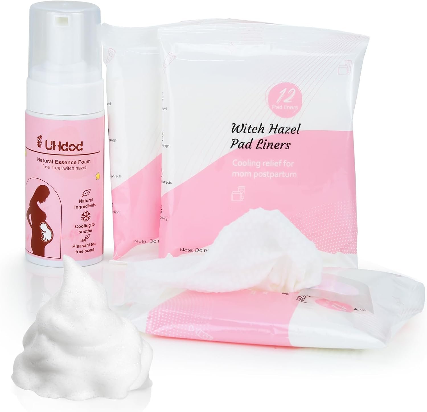 UHdod Postpartum Witch Hazel Perineal Soothing Foam & Cooling Pad Liners