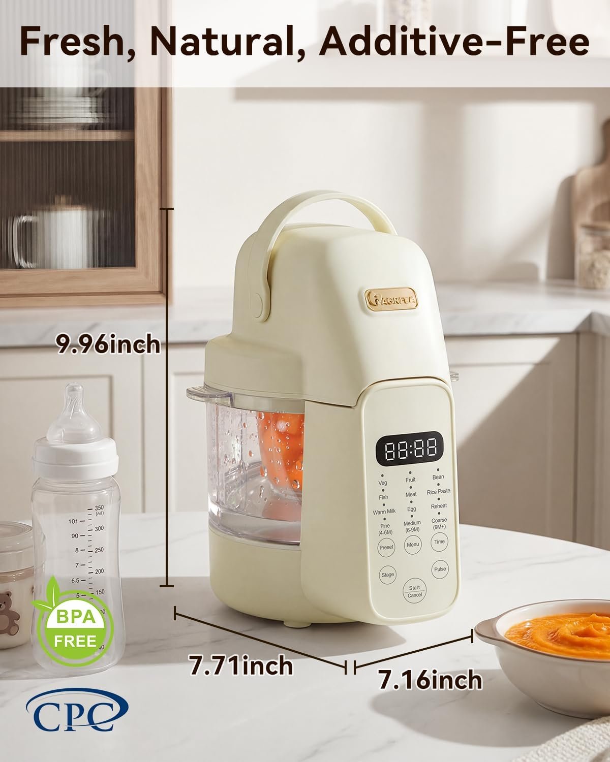 IAGREEA Baby Food Maker, 9-IN-1 Glass Baby Food Processor with Steamer