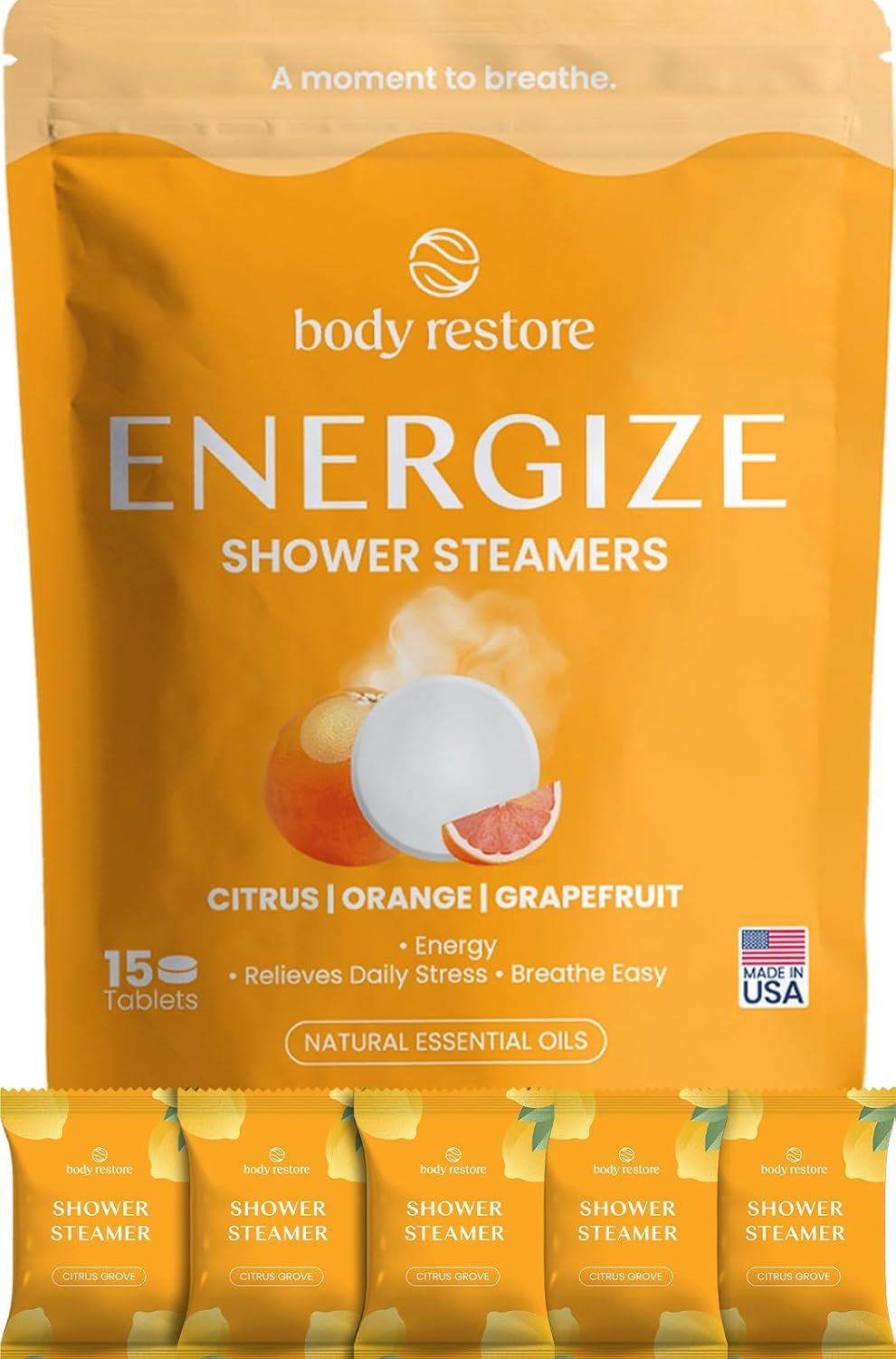 BodyRestore Shower Steamers Aromatherapy, Self Care Gifts, Energize 15 Pack