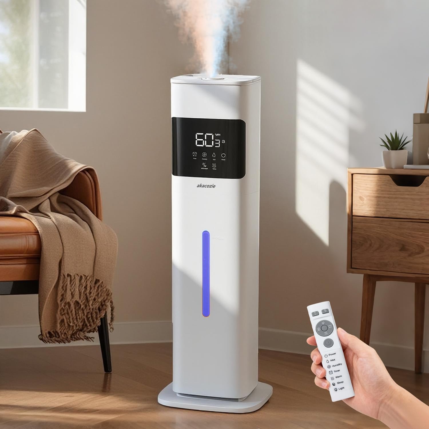 Warm & Cool Mist Humidifiers for Bedroom, Top-Fill Humidifier Large Room with Essential Oil Diffuser, Large Room Humidifiers for Home Baby Nursery Office Plants, White