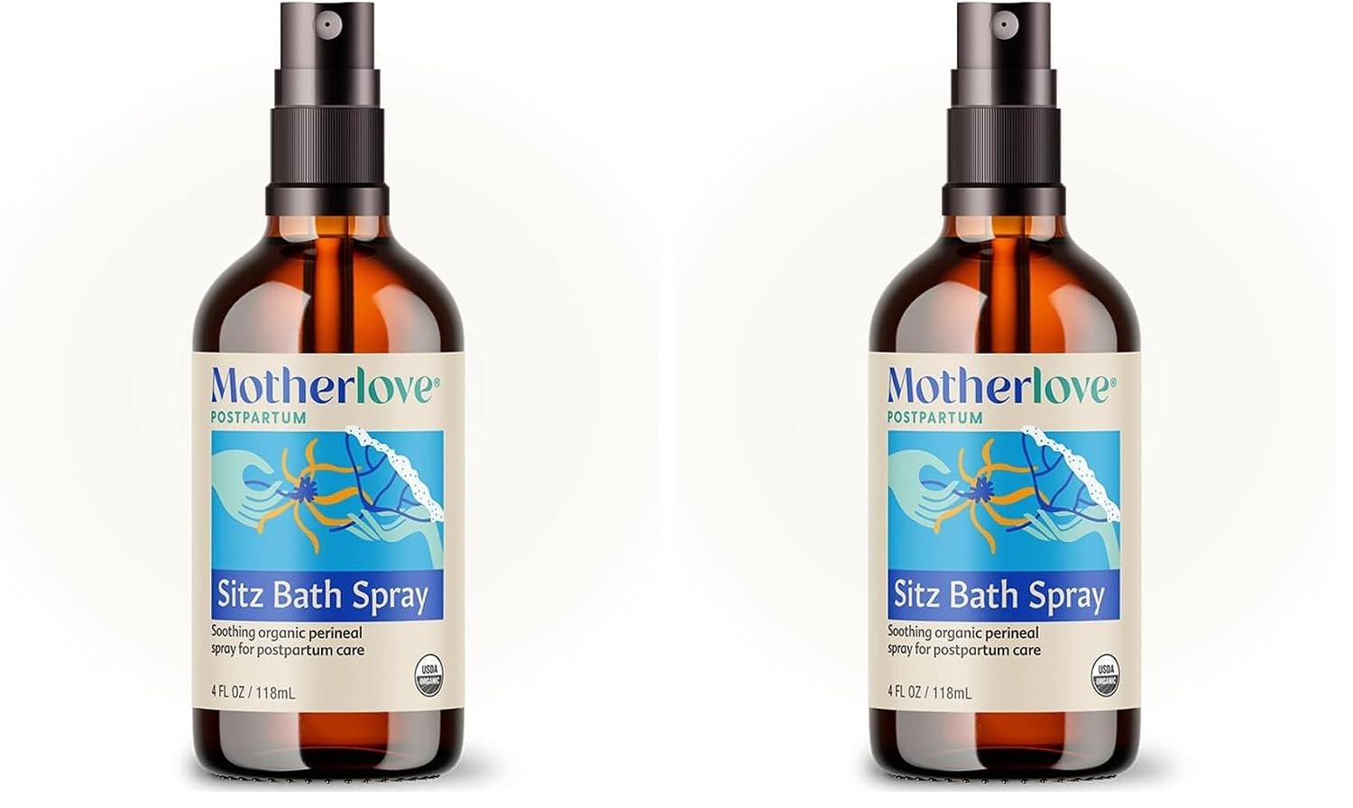 Motherlove Sitz Bath Spray (4 oz Value Size) Sitz Bath for Postpartum Care—Herbal Perineal Spray w/Witch Hazel—USDA Organic, Vegan, & Cruelty Free (Pack of 2)