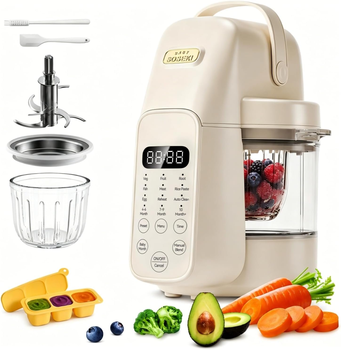 SosekiBaby Tutto Baby Food Maker, Glass Bowl & 316L Stainless Steel Blades