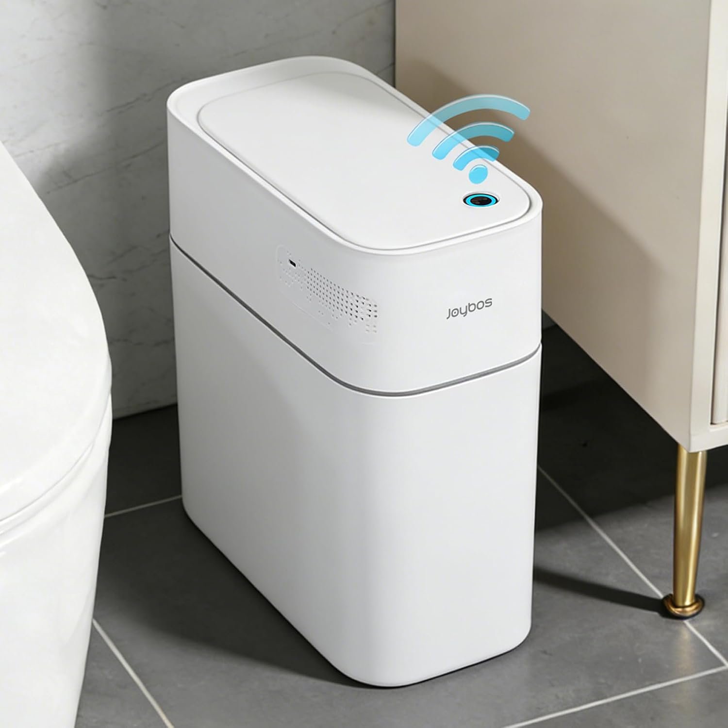 JUDRDO 3.5 Gal Slim Touchless Bathroom Trash Can, Automatic Diaper Pail