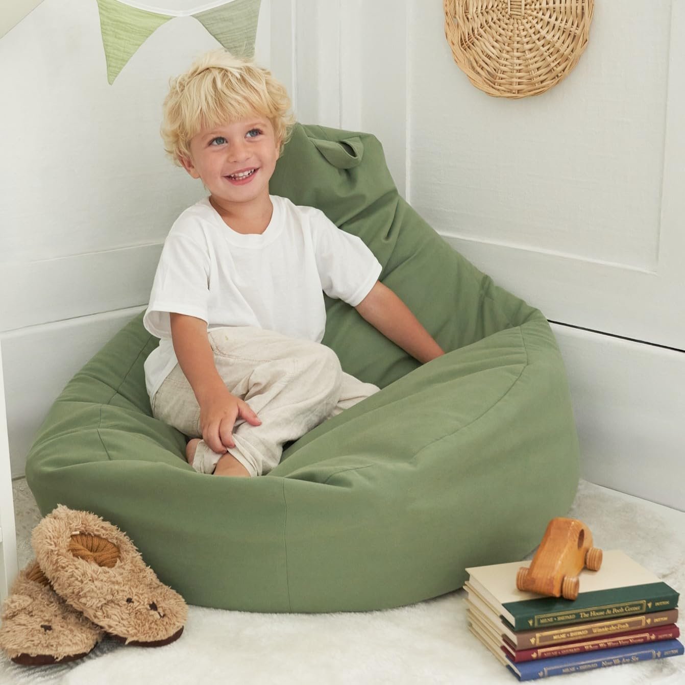 ZICOTO Stuffed Animal Storage Bean Bag Chair Cover for Kids – Cover Only