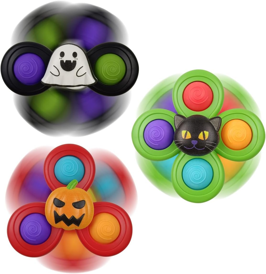 Anditoy 3 Pack Halloween Suction Cup Spinner Toys Sensory Bath Toys for Kids Halloween Treat Bags Gifts Party Favors