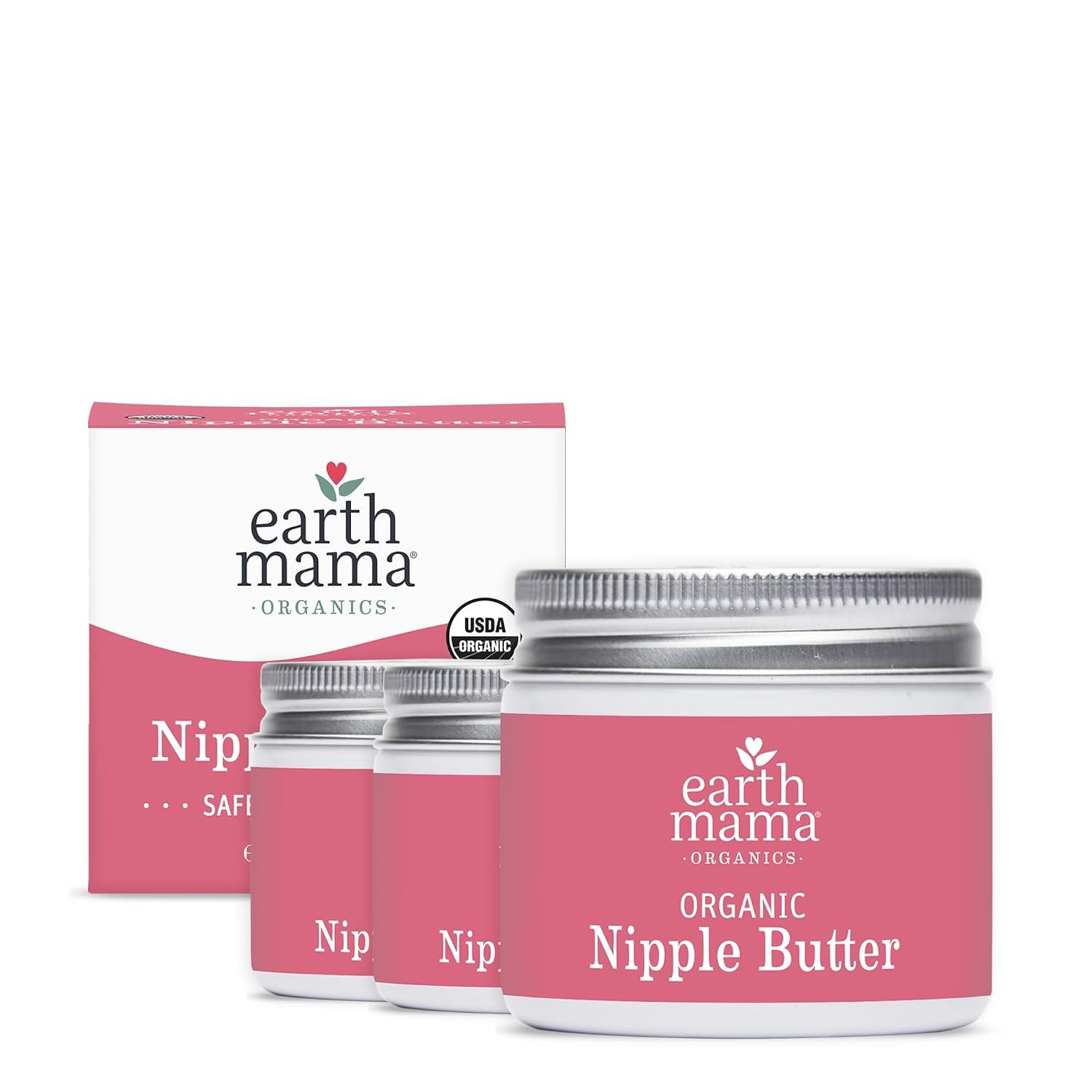 Earth Mama Organic Nipple Butter™ | Nipple Cream Safe for Breastfeeding | Postpartum Essentials for Nursing | Non Lanolin Nipple Cream, 2 fl oz (3-Pk)