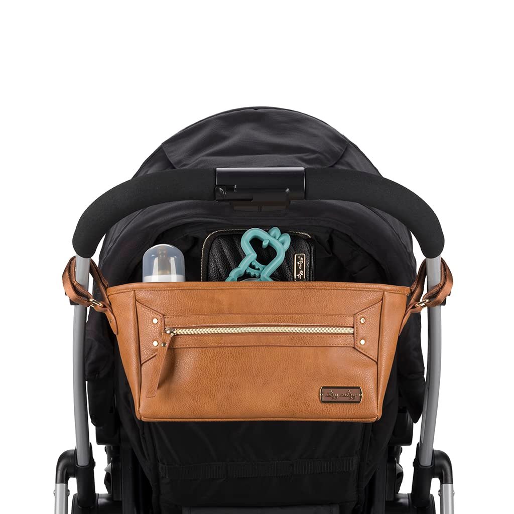 Itzy Ritzy Adjustable Stroller Caddy & Organizer Bag, Easy Attach (Cognac)